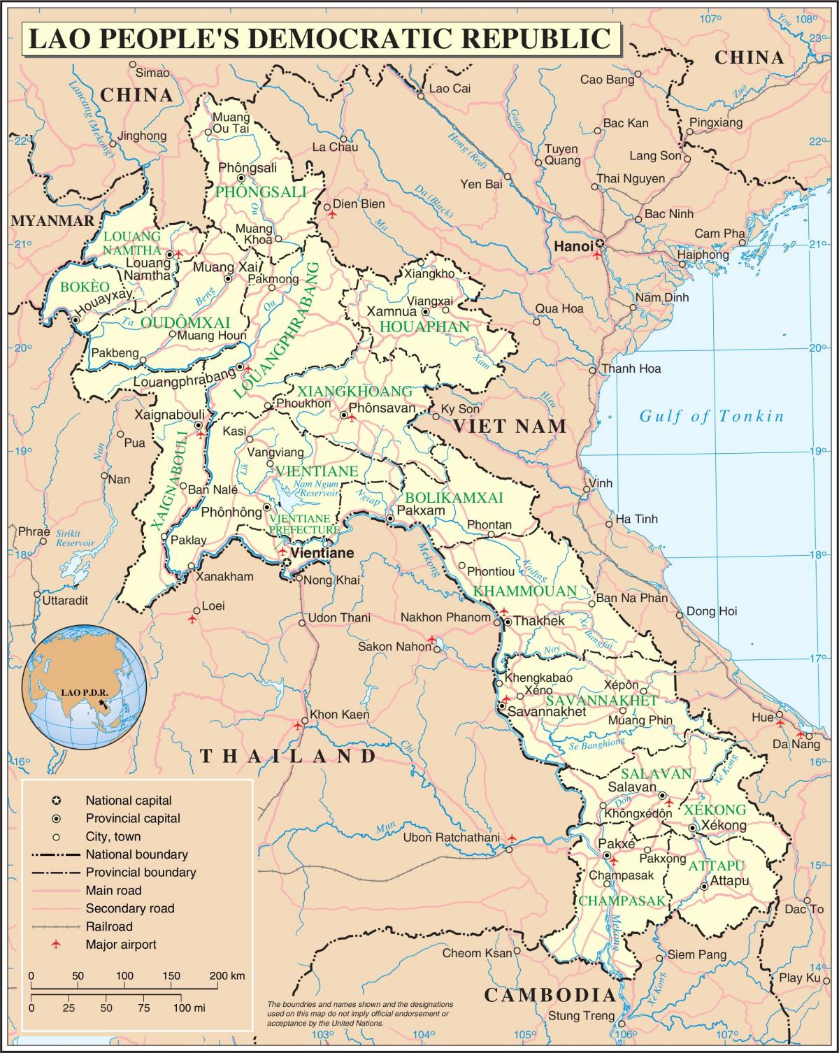 Karte laosa ceļu