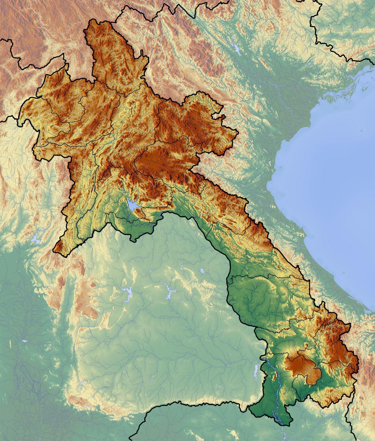 Karte laosa topogrāfiskās