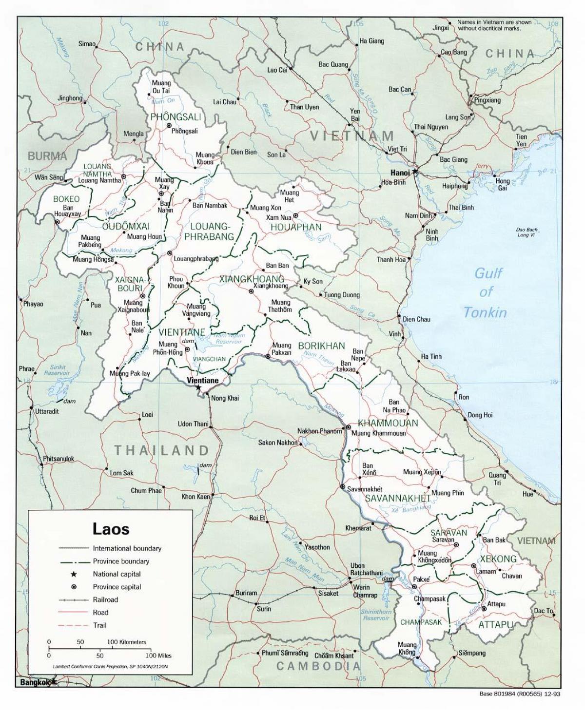 laosa kartē ar pilsētām