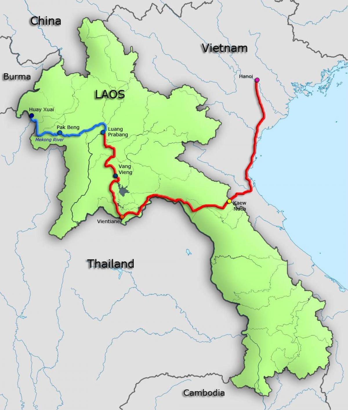 mekong upes laosā karte