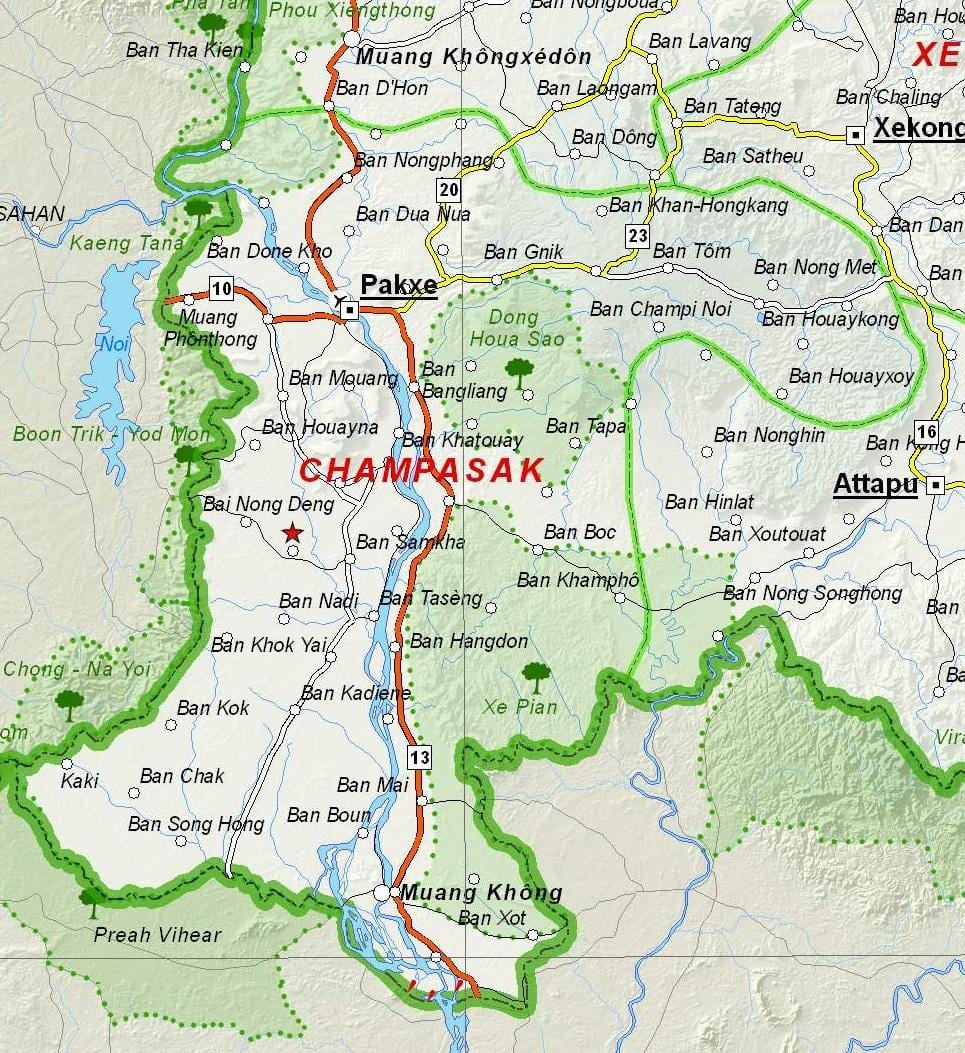 Karte champasak laosa
