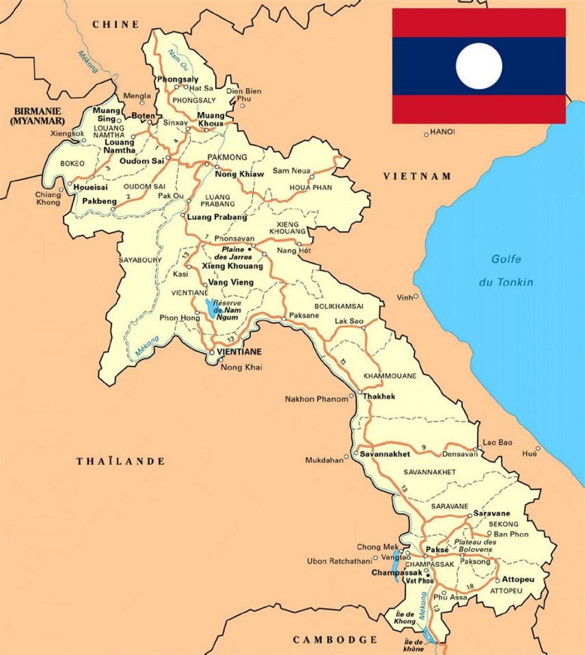detalizētu karti laosa
