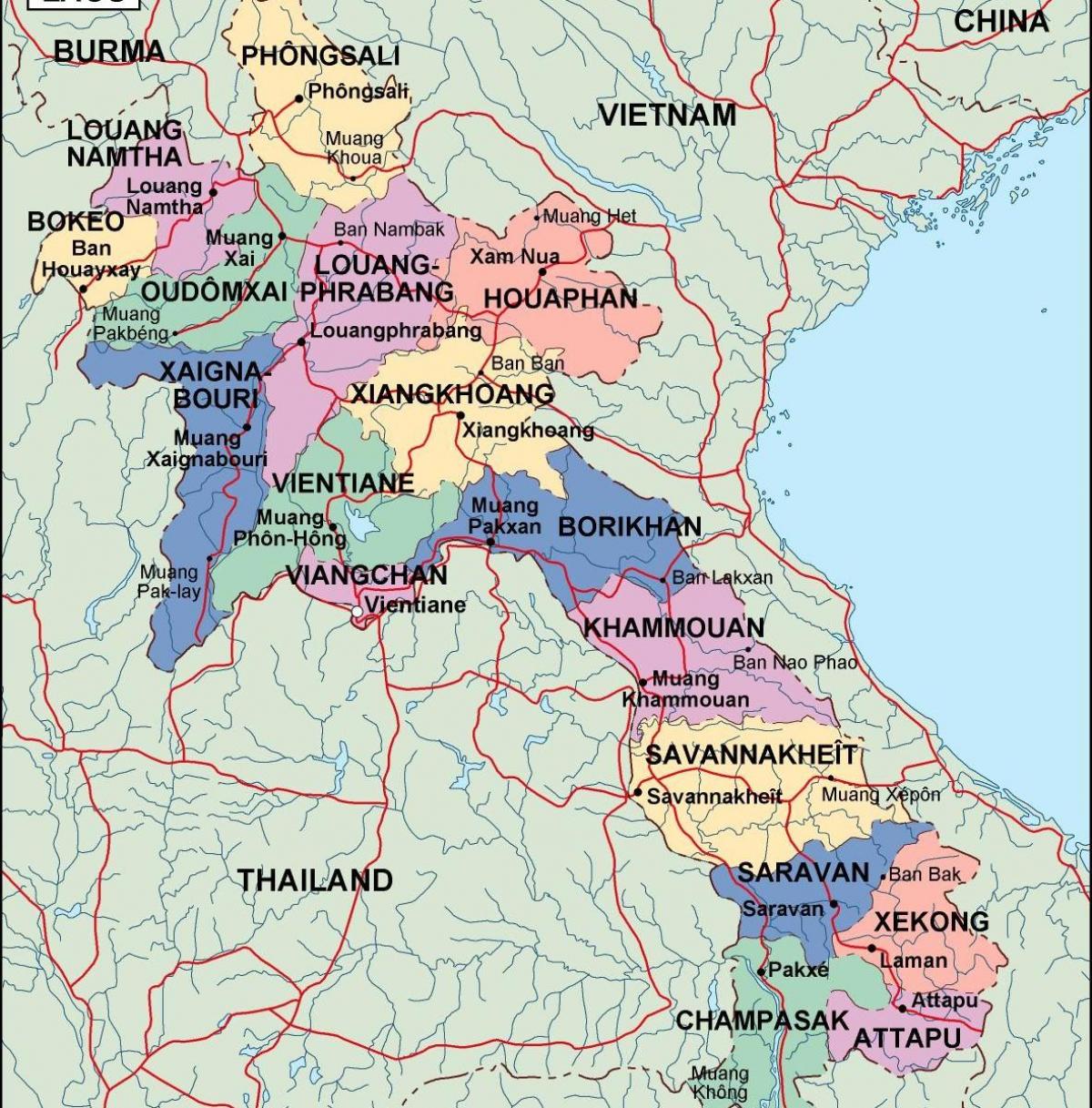 laosa politiskā karte