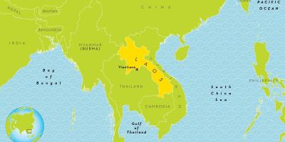 Laosa atrašanās vietu uz pasaules kartes