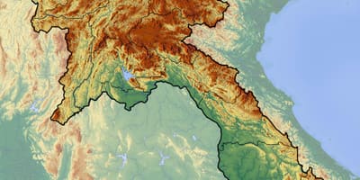 Karte laosa topogrāfiskās
