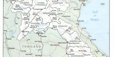 Laosa kartē ar pilsētām